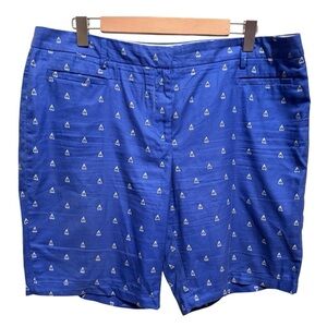 Lands’ End Women’s Blue Sailboat Mid-Rise Shorts Sz 16